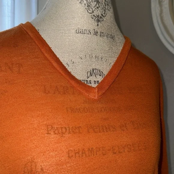 Hutch men’s v-neck shortsleeve t-shirt soft vintage set of 2 tan & orange Large - Picture 13 of 16